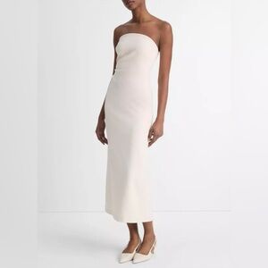 Vince Cream Draped Strapless Dress